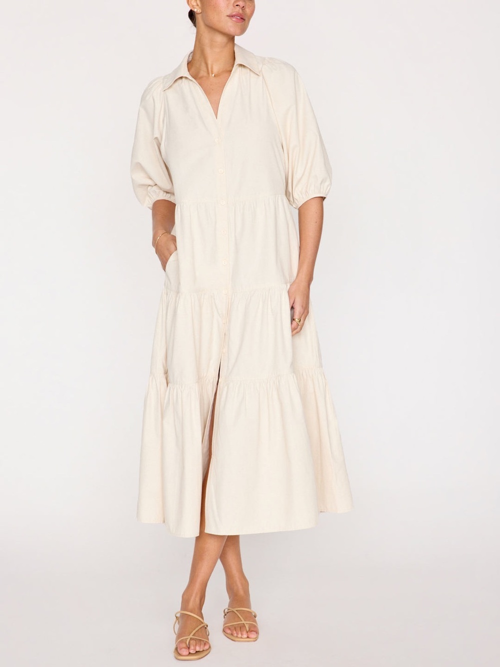 Brochu Walker Antigua Dress in Calico (cream) - size Small